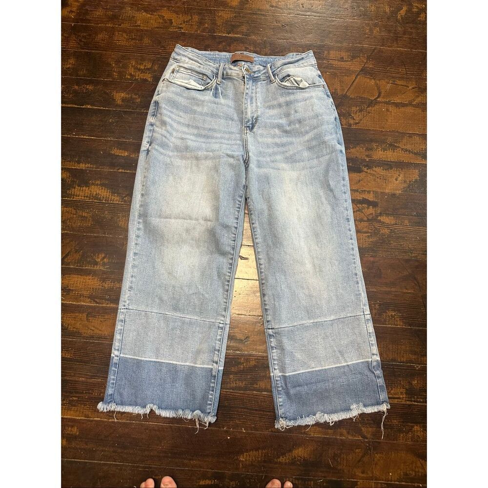 Judy Blue high waisted boutique 14W wide leg crop jeans